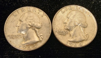 (2) 1964 Silver Washington Quarters- Authenticated