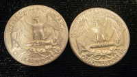 (2) 1964 Silver Washington Quarters- Authenticated - 2