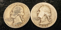 (2) 1941 Silver Washington Quarters- Authenticated