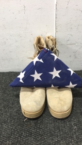 Military boots and American Flag