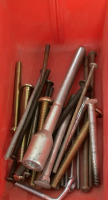 NATIONAL DETROIT 1-13/32 DRILL BIT, CONTAINER WITH VARIETY OF SCREWS, & MORE - 4