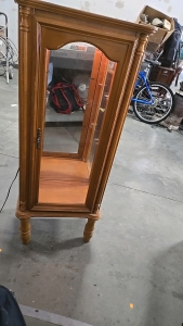 (1) Wood and Glass Cabinet with Light