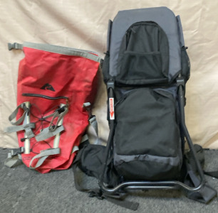 Two Hiking Backpacks (One Red, One Black. BB2