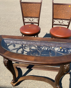 Small Glass Coffee Table With Two Quality Desginer Stools