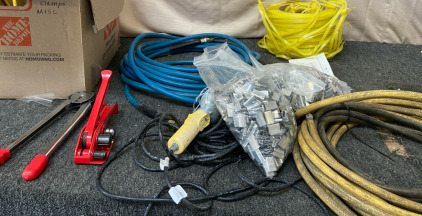 Hoses, Small Tools, & Box Full Of Extension Cables