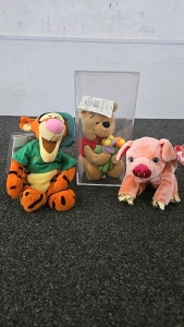 (2) Collectible Disney Beanie Stuffed Animals (1) TY Beanie Baby Pig