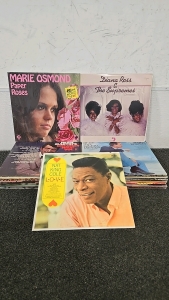 (1) Set of 35 Records Ranging From Nat King Cole to Marie Osmond to Diana Ross and The Supremes