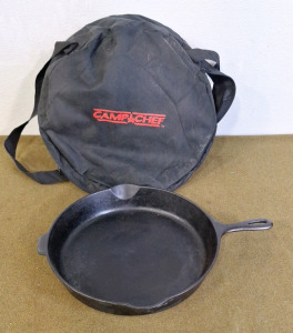(1) 14" Cast Iron Skillet W/Carry Bag