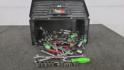 (1) Tool Box Full of Sockets, Screw Drivers, Wrenches and More!