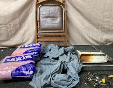 VALUE PLUS PINK BLANKETS, 2 STEP STEP LADDER, WOODEN FOLDING CHAIR, SIZE 48 REGULAR COVERALLS, VARIETY OF ALLEN WRENCHES.