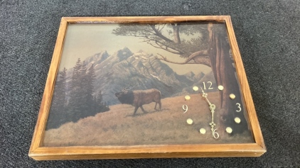 R. WM Couch Elk Art Clock