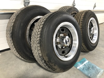 Vintage GM Chevy Wheels with Trim Rings and Lugs