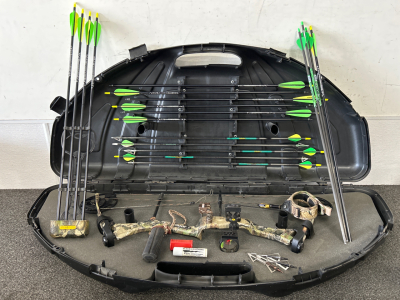 Bear Compound Bow With Case, Arrows, String Conditioner and More