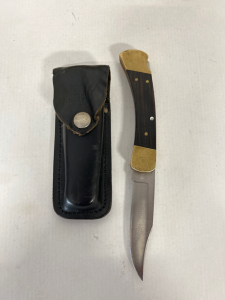 Buck #110 Fold Up Knife With Leather Sheath