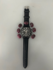 Men's Watch, (7) Madagascar Faceted Rubies, And Jewelers Loupe