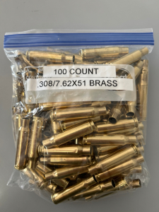 Bag of 100 Count .308/7.62x51 Brass Casings