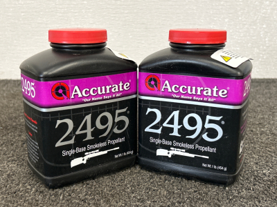 (2) 1Lb Bottles Of Accurate 2495 Single Base Smokeless Propellant