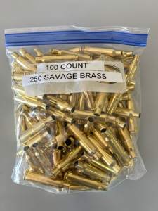 Bag of 100 Count 250 Savage Brass Casings