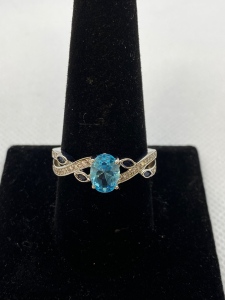 Oval Cut Aquamarine Ring- Size 10