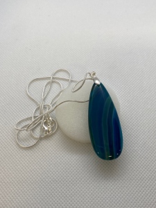 Blue Striped Agate Gemstone Necklace