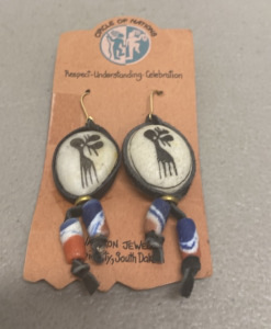 (1) Pair of Circle of Nations Animal Painted Energy Stone Earrings