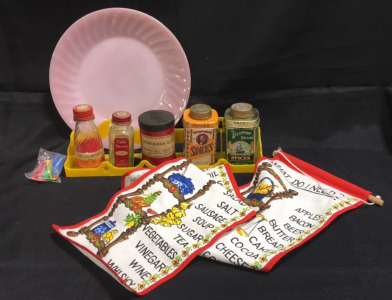 Vintage Spices, FireKing Plate, Shopping List
