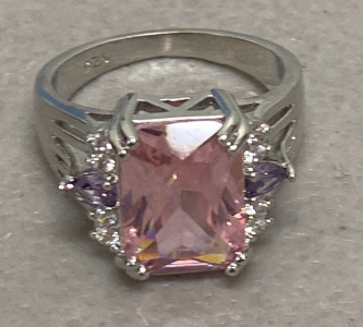 (1) Size 10 Faceted Pink Kunzite .925 Ring