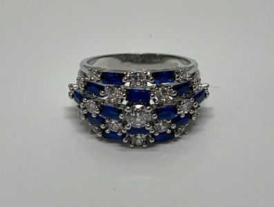 Mixed Blue & White Sapphire Ring Size 10