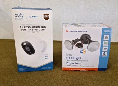 (1) Anker, Eufy Security Camera & (1) Dusk To Dawn Floodlight