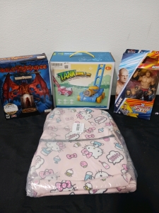 (1) Hello Kitty Backpack (1) Summer Slam Toy (1) Tank Bubble Cart