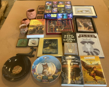 (2) Houze Art Glass Ashtrays (1) 10 Pack Glow In The Dark Puzzles (2) Hamelin Stoop Books & Much More