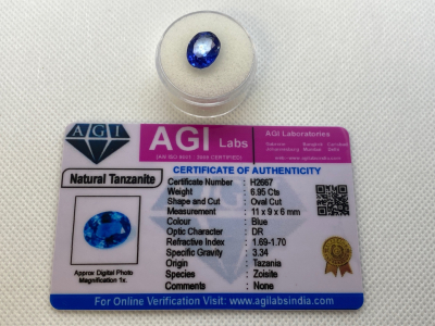 Blue Tanzanite Oval Cut Gemstone