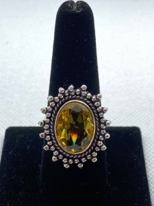 German Silver Citrine Ring- Size 9