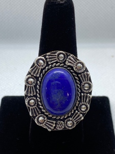 German Silver Lapis Ring- Size 9