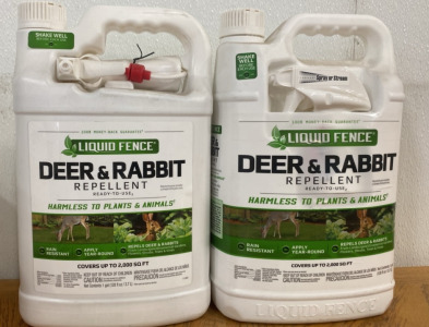 (2) 1 Gallon Bottles Of Liquid Fence Deer And Rabbit Repellent