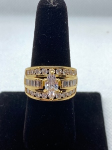 Gold Toned Marquise Cut Ring- Size 7.5