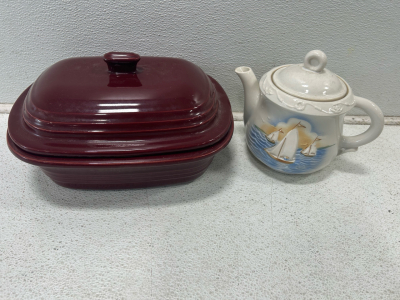 Sailboat teapot, Glass Cooking Dish