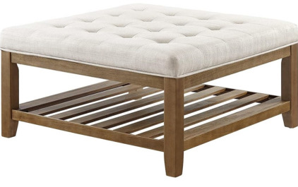 Patina Rubberwood Square Shaped Ottoman