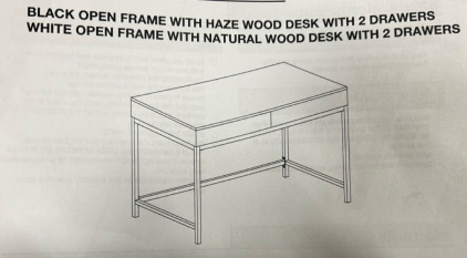Open White Metal Frame With Natural Wood Desk 46&rdquo;W x 75&rdquo;D x 24.75&rdquo;H