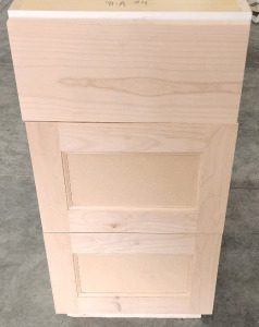 (1) 3 Drawer Stack Cabinet, (1) Uncut Sink Caninet (No Doors), (2) Medicine Cabinets