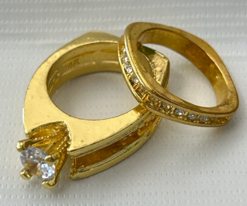 (2) Bands Moissanite Gold Colored Rings Size 5