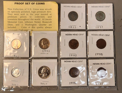 (6) Early Year Indian Head Cent Couns, US Mint Proof Set
