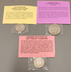1974 Eisenhower Dollar, Kennedy Hald Dollar Gem "Proof" Condition, South Carolina Kennedy Half Dollar Collector Coin