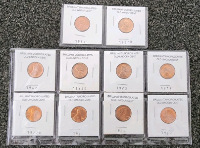 (8) Uncirculated Lincoln Cent, (2) Uncirculated Wheat Pennies