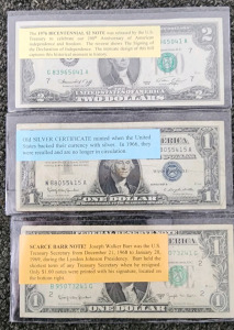 1963 Scarce Bar Note, 1957 Silver Certificate, 1976 Bicentennial $2 Note
