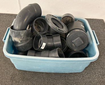 Bucket of Black PVC Connectors