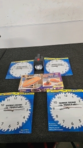 (4) Harbor Freight Tools Ten Inch Shop Clocks (1) Box of Moving Men Furniture Sliders (1) Large Flashlight