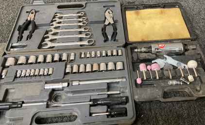 AIR SANDER KIT, SOCKET AND WRENCH SET.