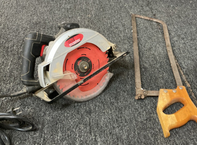 DRILL MASTER CIRCULAR SAW (TESTED DOES WORK), VINTAGE KEYSTONE BY DISSTON HACKSAW.