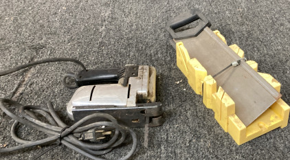 VINTAGE CRAFTSMAN SABRE SAW (TESTED WORKS GREAT), MITRE BOX AND SAW.